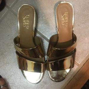Franco Sarto gold metallic heels